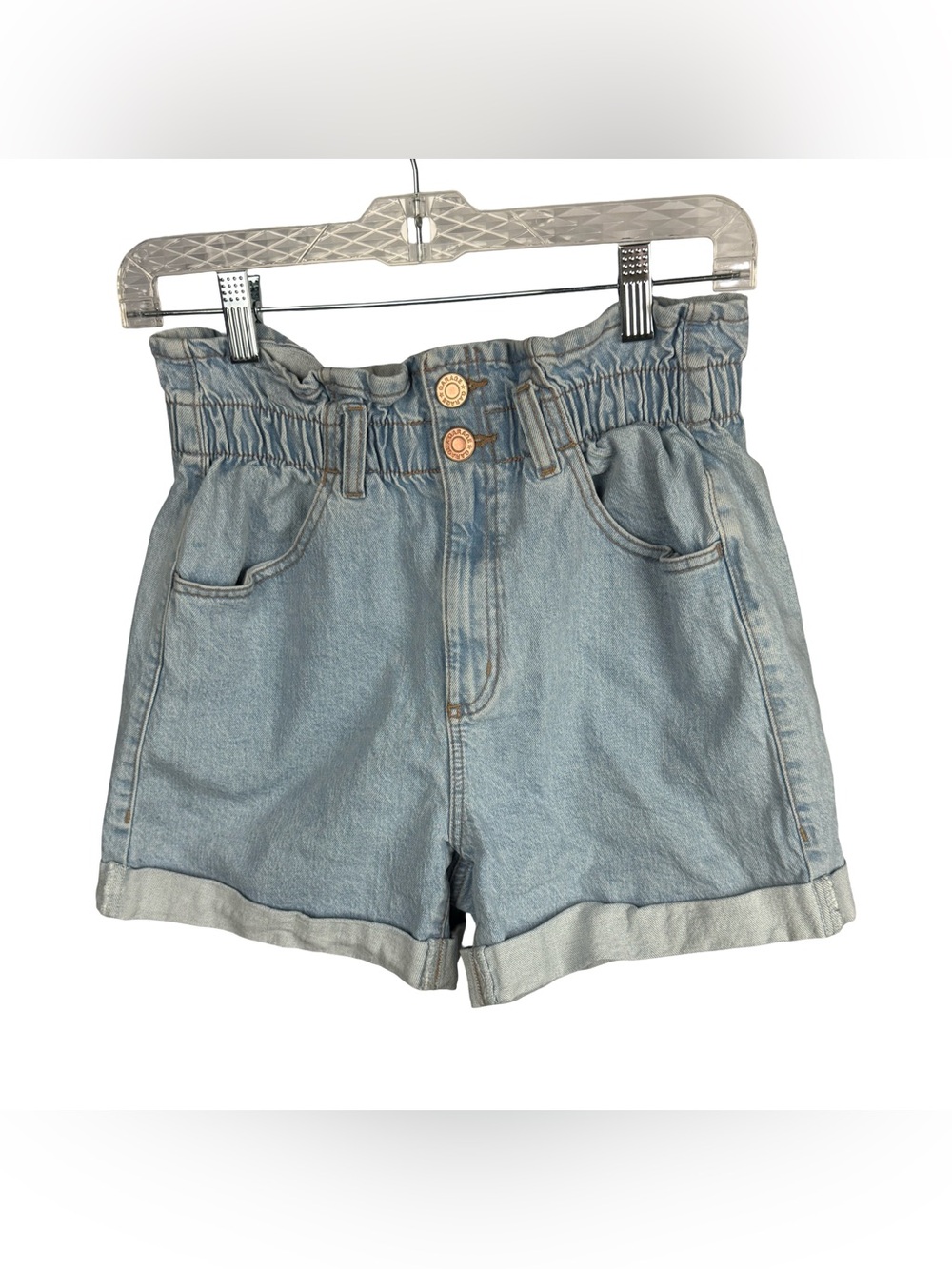 Garage Denim Paperbag Shorts Size 3 High Waisted Light Wash Cuffed  Shorts